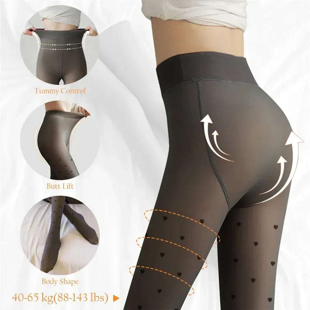 Heart Plush Thermal Pantyhose - PearKiss