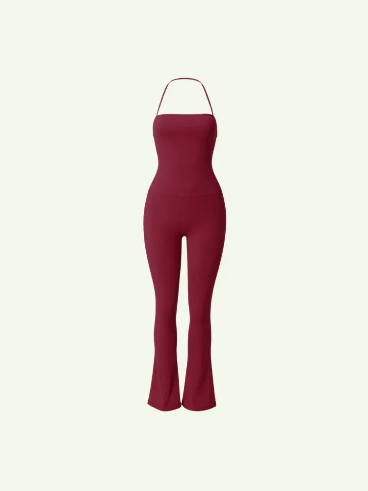 Backless Halter Flare Jumpsuit - PearKiss